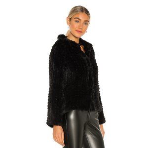 Revolve HEARTLOOM Aria Genuine Rabbit Fur Jacket Black Size XS
